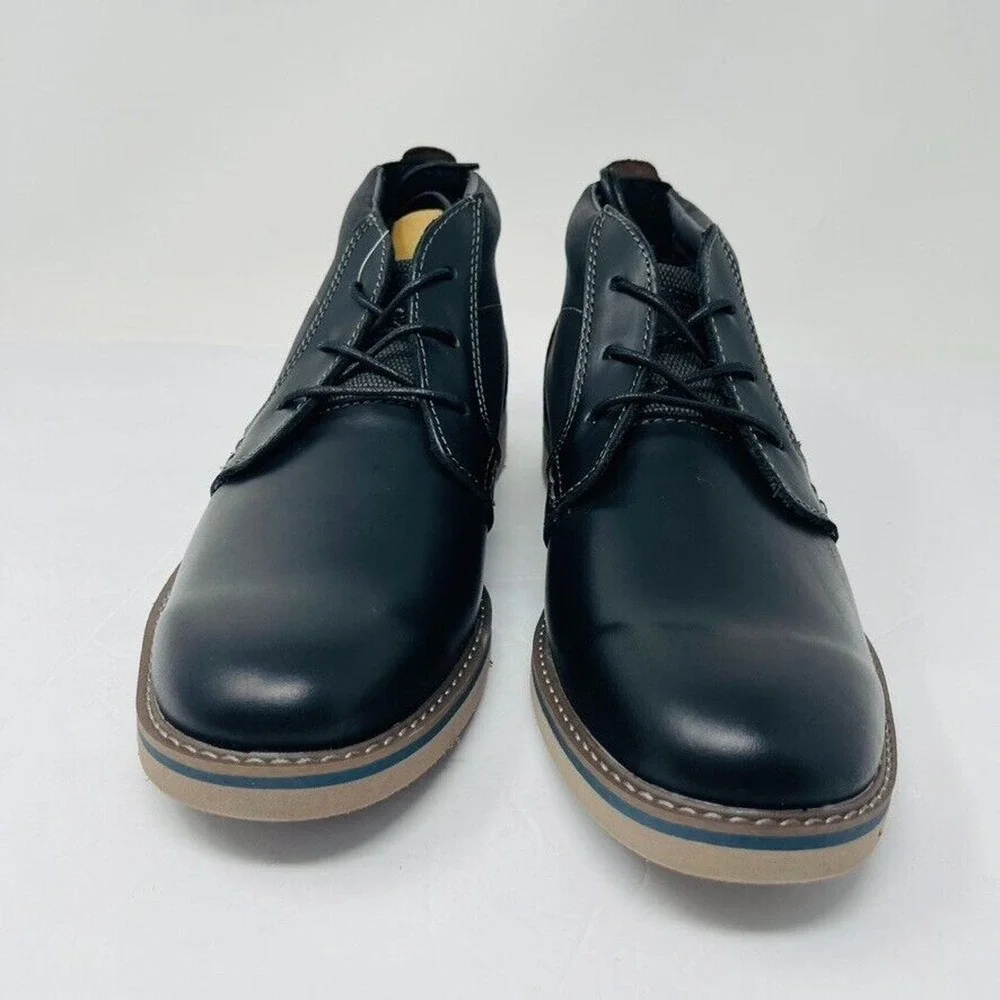 New Nunn Bush Men's Sz 7.5M Barklay Plain Toe Chukka Boot Black Brown NIB